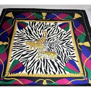 Diane Von Furstenberg Silk Scarf Zebra Leopard Print 100% Silk‎ Color Authority